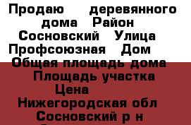 Продаю 1/2 деревянного дома › Район ­ Сосновский › Улица ­ Профсоюзная › Дом ­ 9 › Общая площадь дома ­ 42 › Площадь участка ­ 800 › Цена ­ 750 000 - Нижегородская обл., Сосновский р-н, Сосновское пгт Недвижимость » Дома, коттеджи, дачи продажа   . Нижегородская обл.